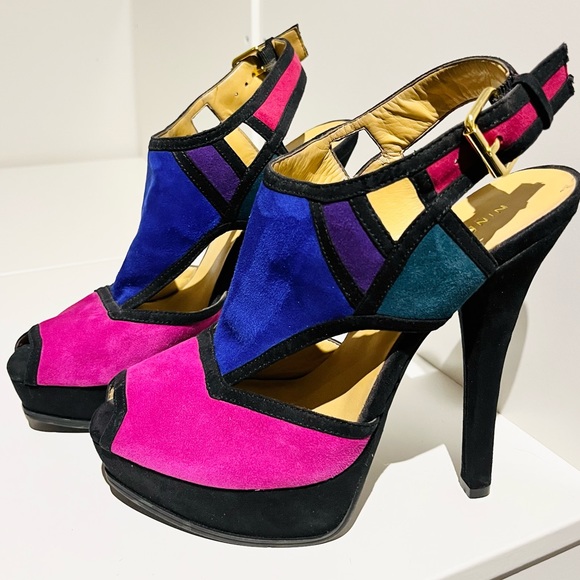 Drumroll Suede Color Block Heels - Picture 1 of 3